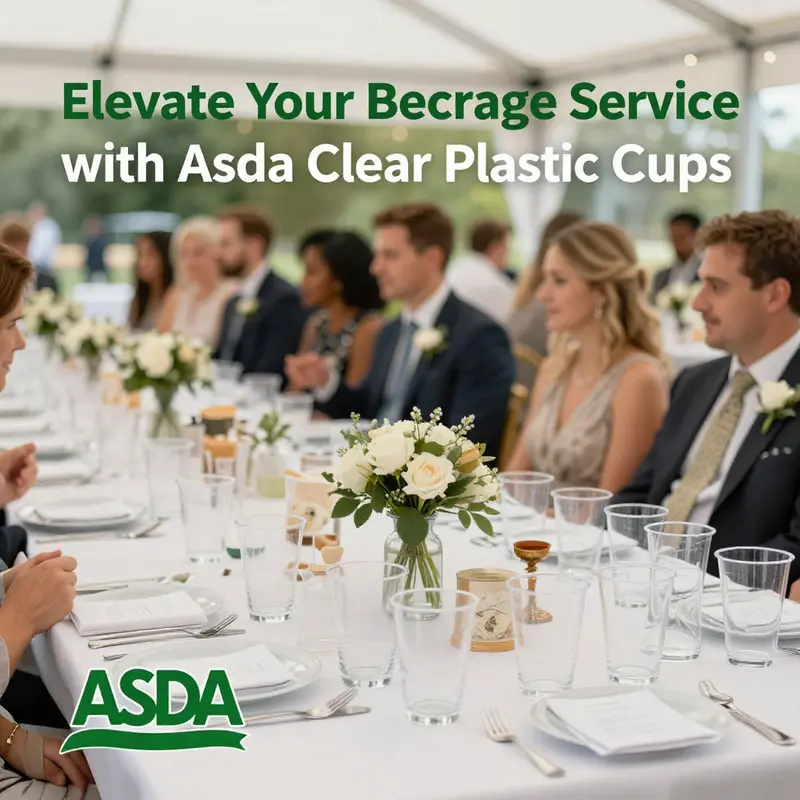 An array of Asda clear plastic cups in various sizes and styles, perfect for showcasing diverse drink offerings.