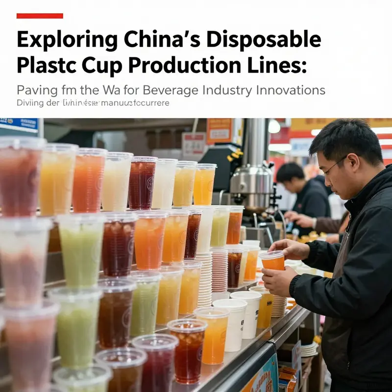 An engaging scene from a beverage market showing an array of disposable plastic cups, representing consumer preferences and industry trends.