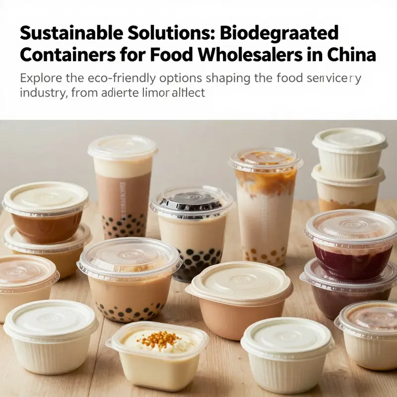 A collage showing different types of biodegradable containers used in food service, highlighting their sustainable applications.