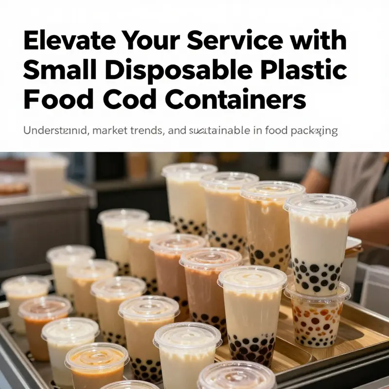 A bubble tea shop interior showing various small disposable plastic food containers in use for serving desserts and snacks.