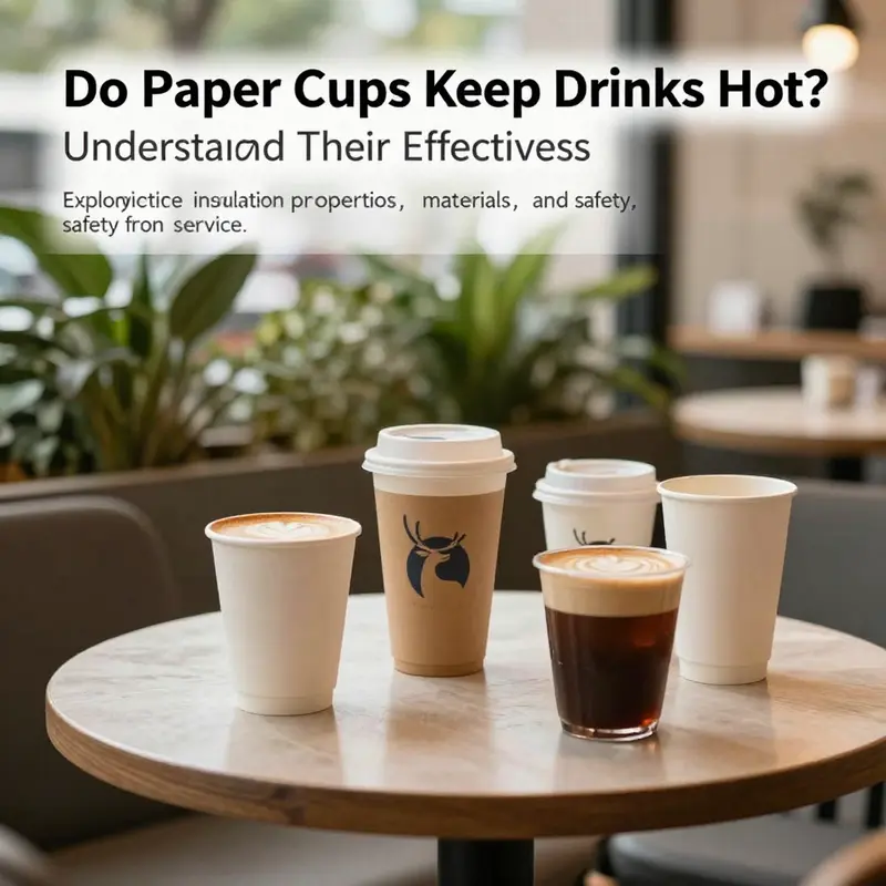 A picturesque café table with various paper cups filled with drinks, highlighting the significance of paper cups in beverage service.