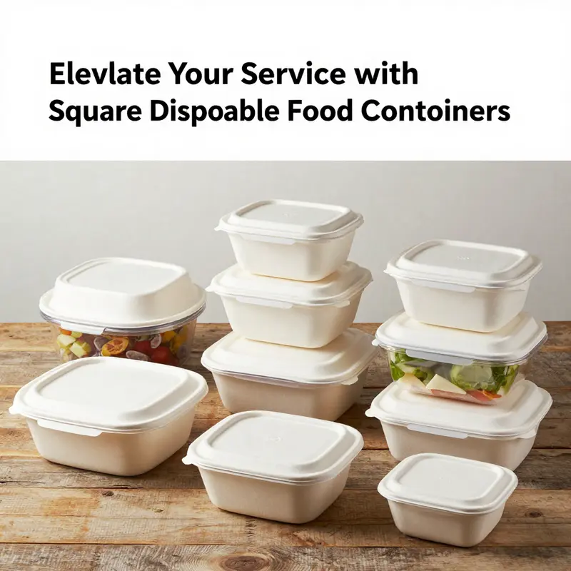 Showcasing the diverse materials used for square disposable food containers, highlighting their eco-friendly attributes.
