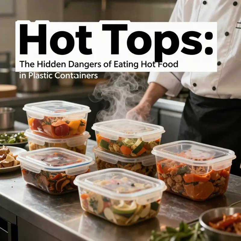 Exposing the potential risks of chemical migration from plastic containers when holding hot food.