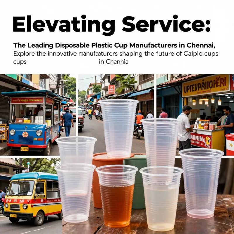 Collage of disposable plastic cups used in various settings across Chennai, reflecting the city's beverage culture.