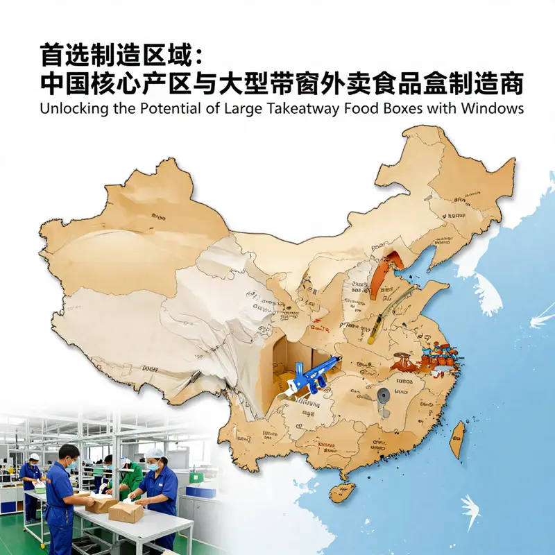 A variety of large takeaway food boxes with windows, designed for different meal types including salads and pastries.