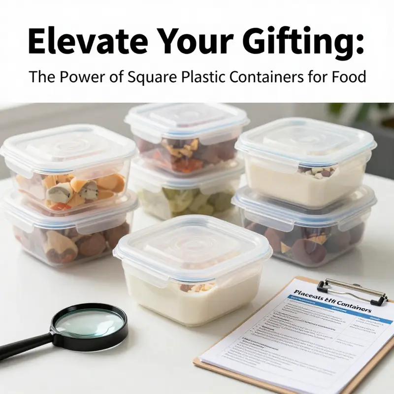 A variety of square plastic containers emphasizing their practical design and versatility when holding food.