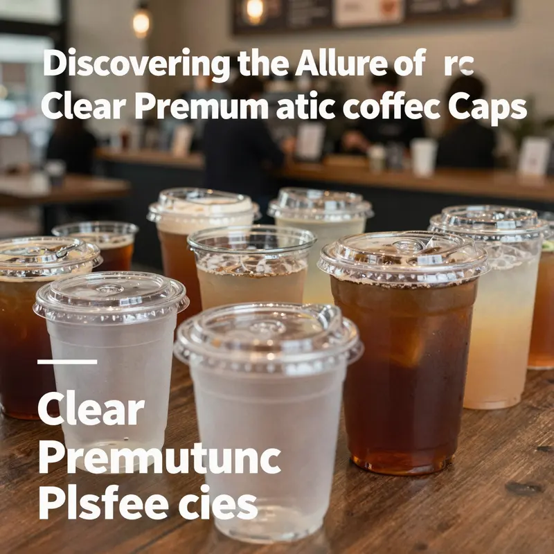 Clear premium plastic coffee cups in a café setting, demonstrating their visual appeal and practical performance.