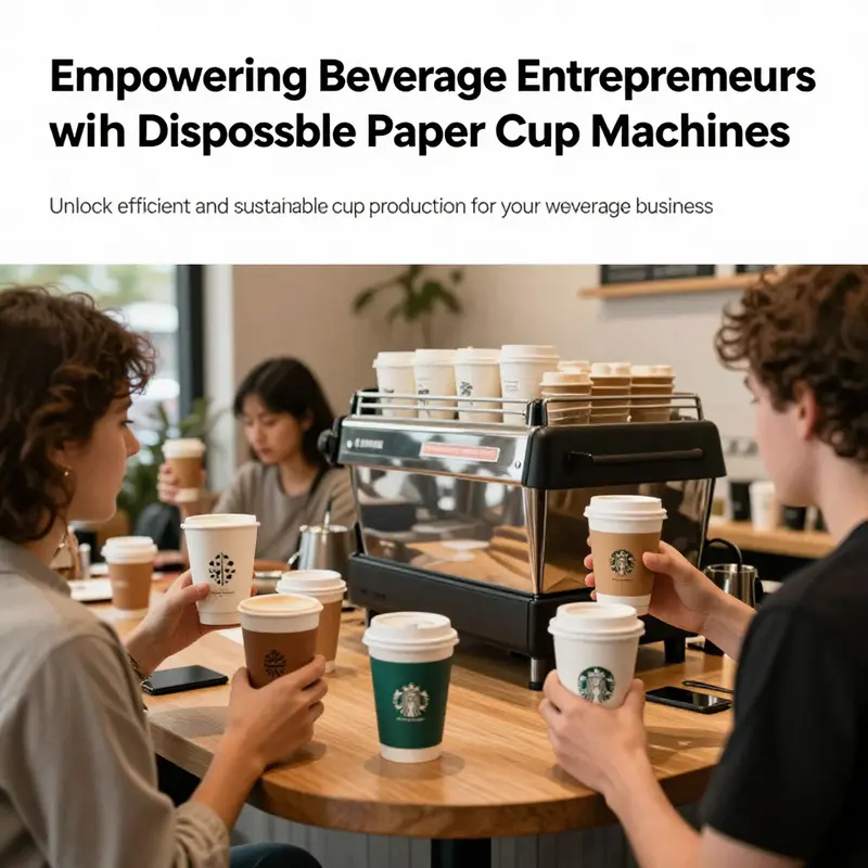 A cozy coffee shop filled with customers enjoying their beverages served in attractive disposable paper cups.