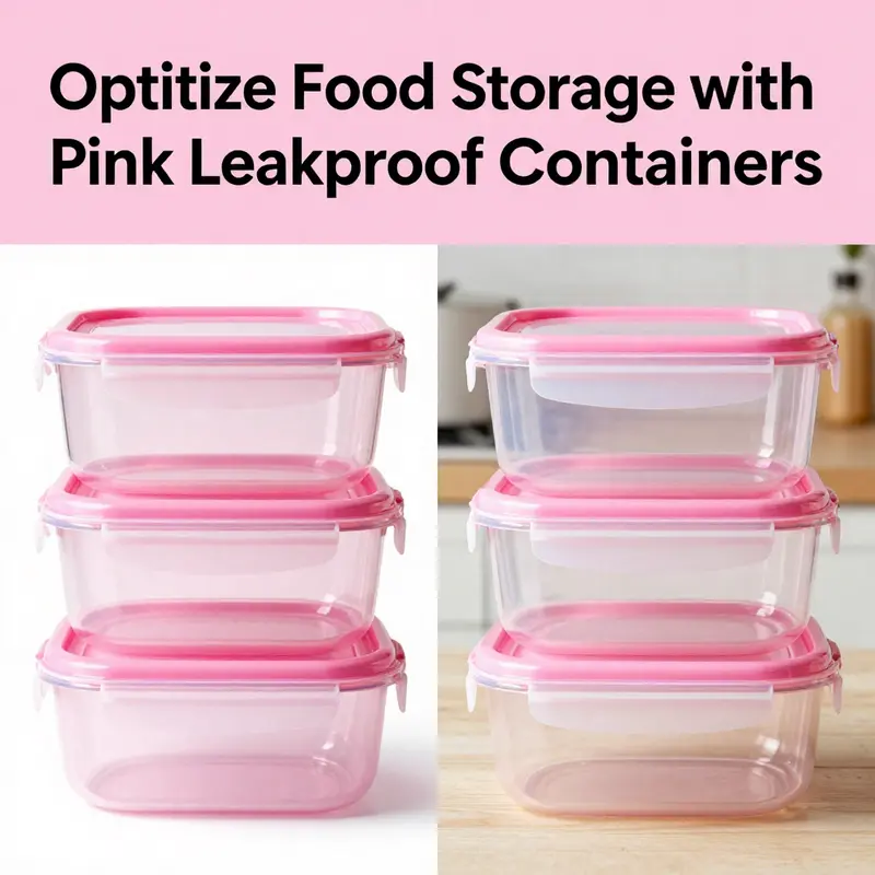 A pink leakproof container showcasing versatile design and practical features.