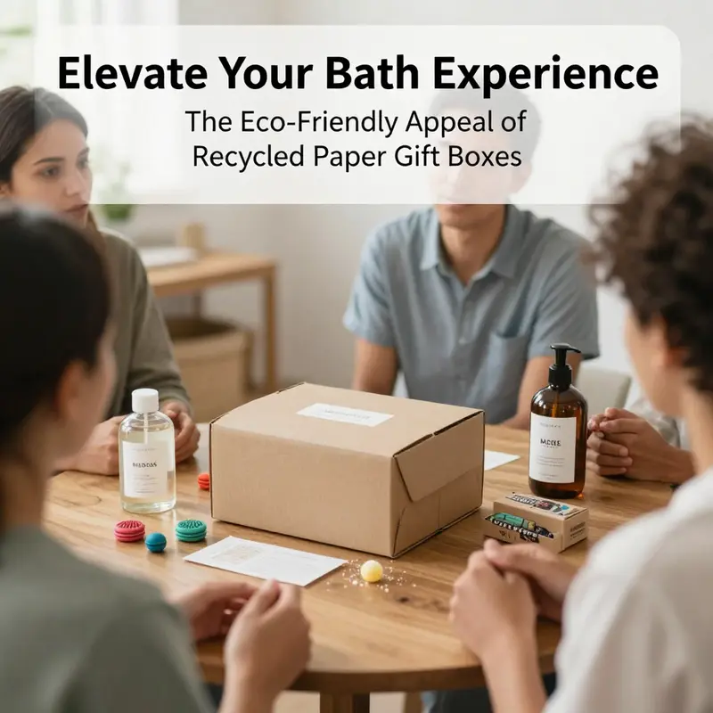 Recycled paper gift boxes enhance the presentation of bath beads while supporting sustainability.