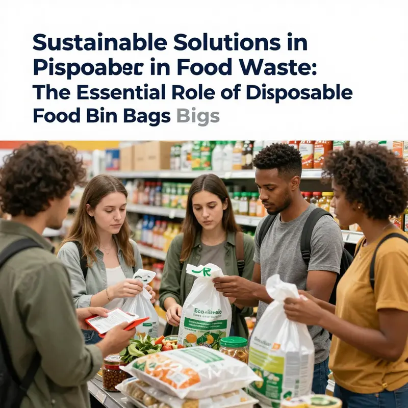 An illustrative representation of biodegradable disposable food bin bags intertwined with food waste.