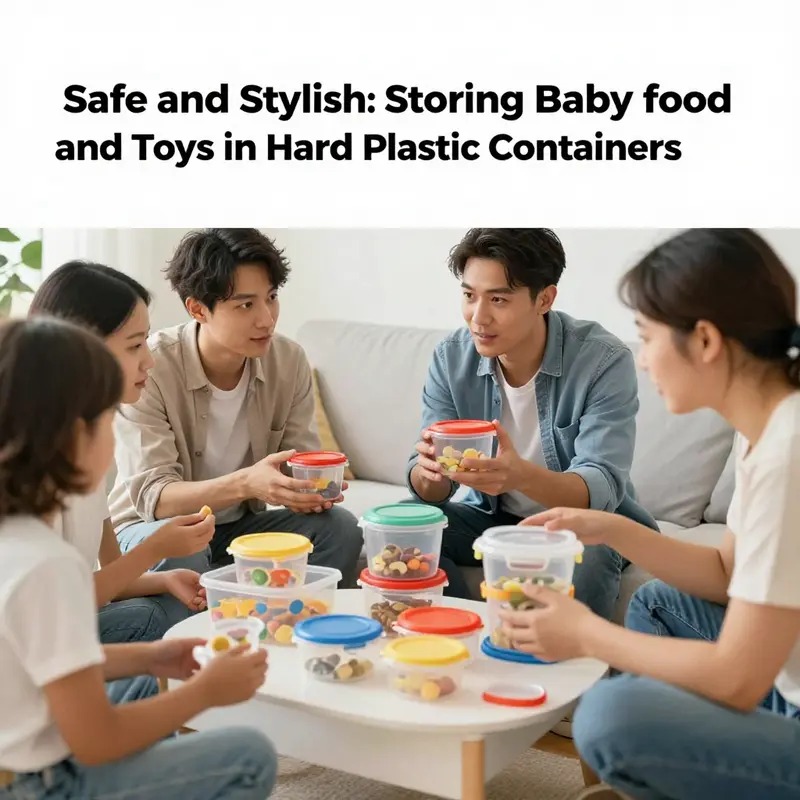 A well-organized kitchen demonstrating the use of safe hard plastic containers for baby supplies.