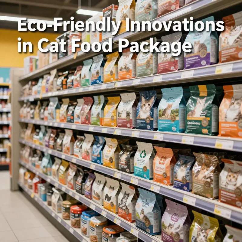 Showcasing the variety of recyclable packaging options available for cat food.