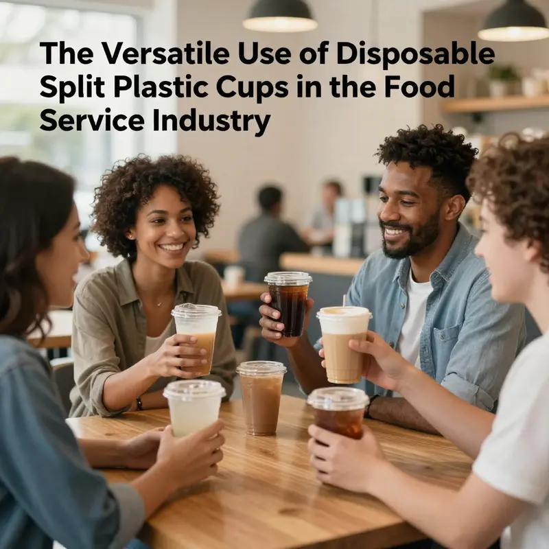 Disposable split plastic cups in action at a lively bubble tea shop, highlighting their multi-functional use for drinks and condiments.