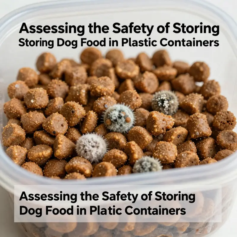 Signs of chemical leaching from worn plastic dog food containers.