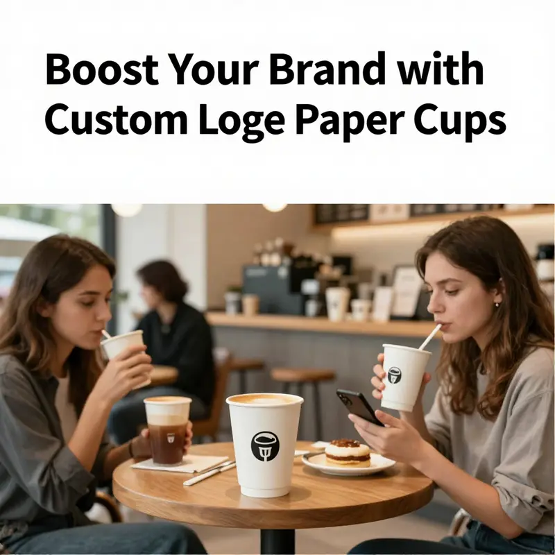 A variety of paper cups highlighting different materials used for custom logos.