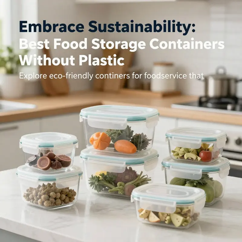 A variety of non-plastic food storage containers in a bright kitchen setting