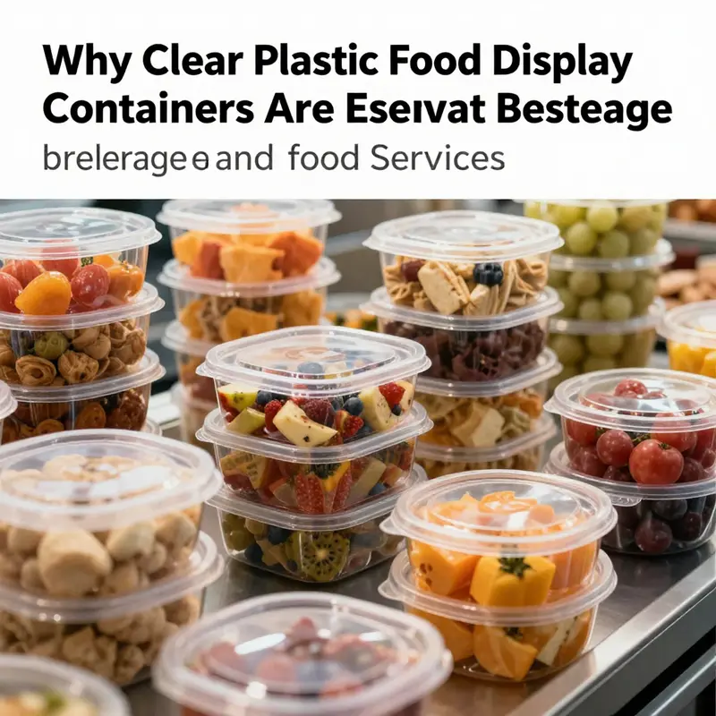 A collection of clear plastic containers filled with various colorful food items, emphasizing the article's focus on clear plastic food display containers.
