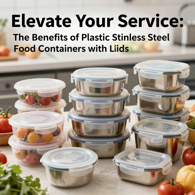 A vibrant array of plastic and stainless steel containers with lids featured in a food service environment.