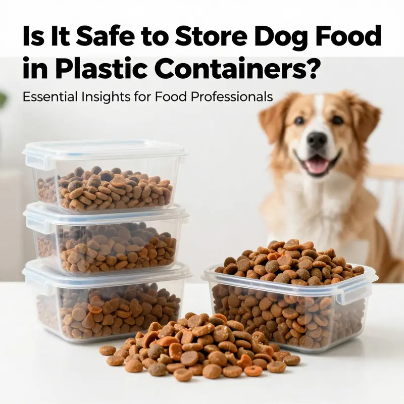 A delightful scene featuring dog food and safe storage containers, representing the theme of quality and health for pets.