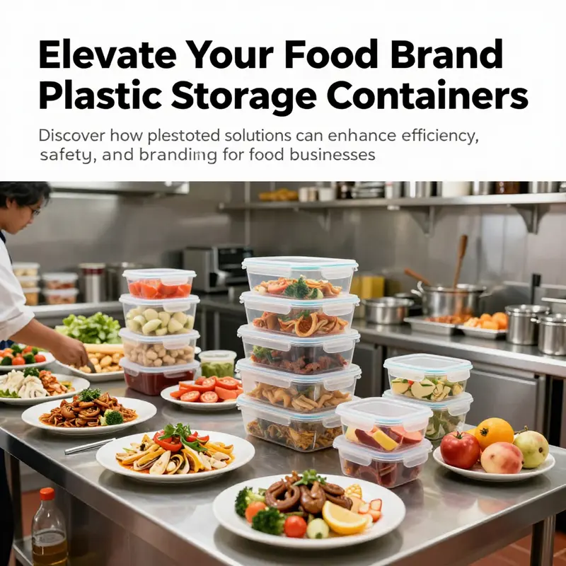 A bustling commercial kitchen filled with chefs using plastic storage containers for organization and food preparation.
