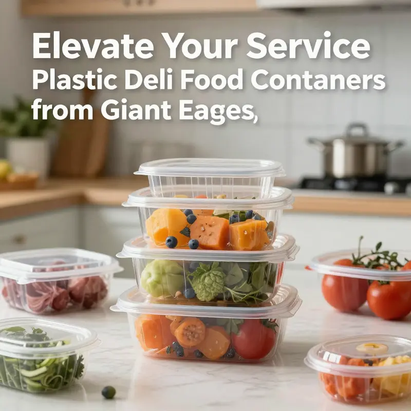 Vibrant kitchen scene featuring plastic deli food containers symbolizing quality and freshness.