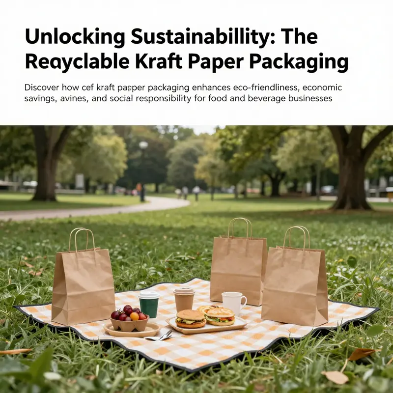 A serene park picnic with kraft paper packaging, emphasizing the significance of sustainable choices.