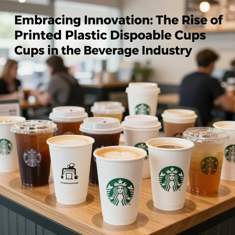 A busy cafe filled with patrons enjoying drinks from printed plastic disposable cups.