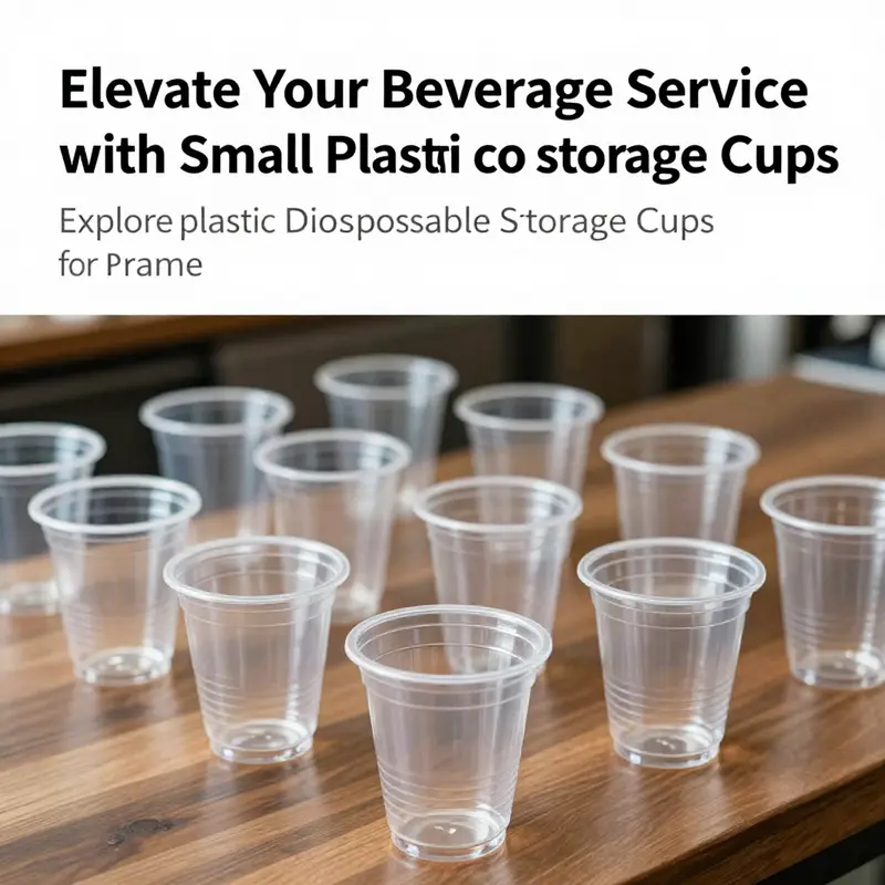 A collection of small plastic disposable cups arranged attractively in a food service context.