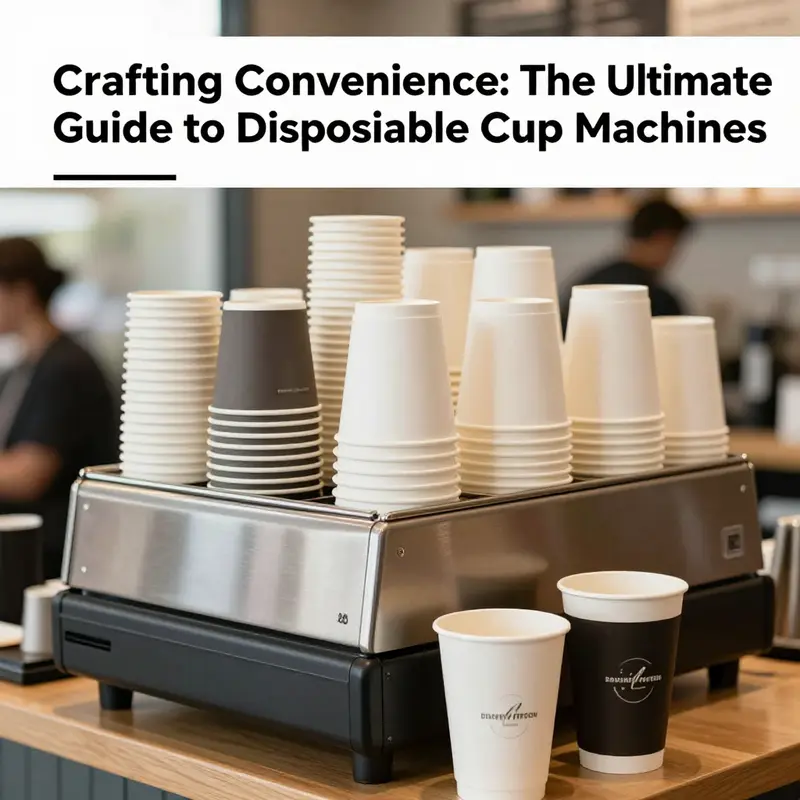 Colorful disposable paper cups displayed in a trendy café environment.