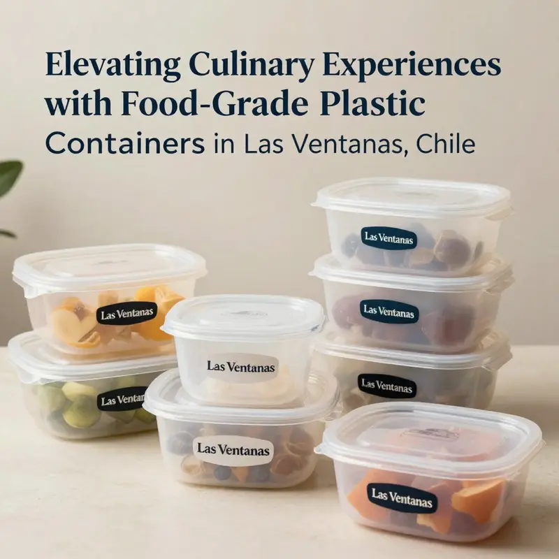 Various food-grade plastic containers suitable for culinary use in Las Ventanas, Chile.