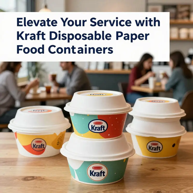Showcasing various shapes and sizes of kraft paper food containers, emphasizing their versatility and eco-friendly features.