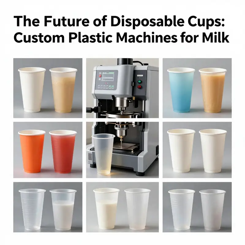 An advanced custom cup plastic machine showing the production process of disposable milk cups.