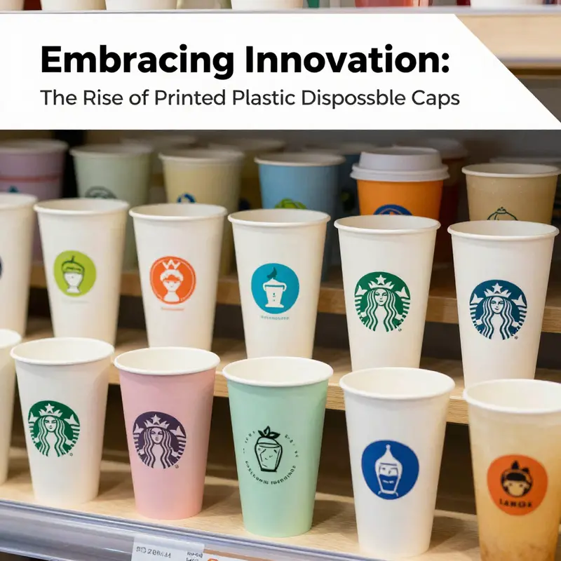 A collection of customizable printed plastic cups that highlight diverse branding opportunities in the beverage sector.
