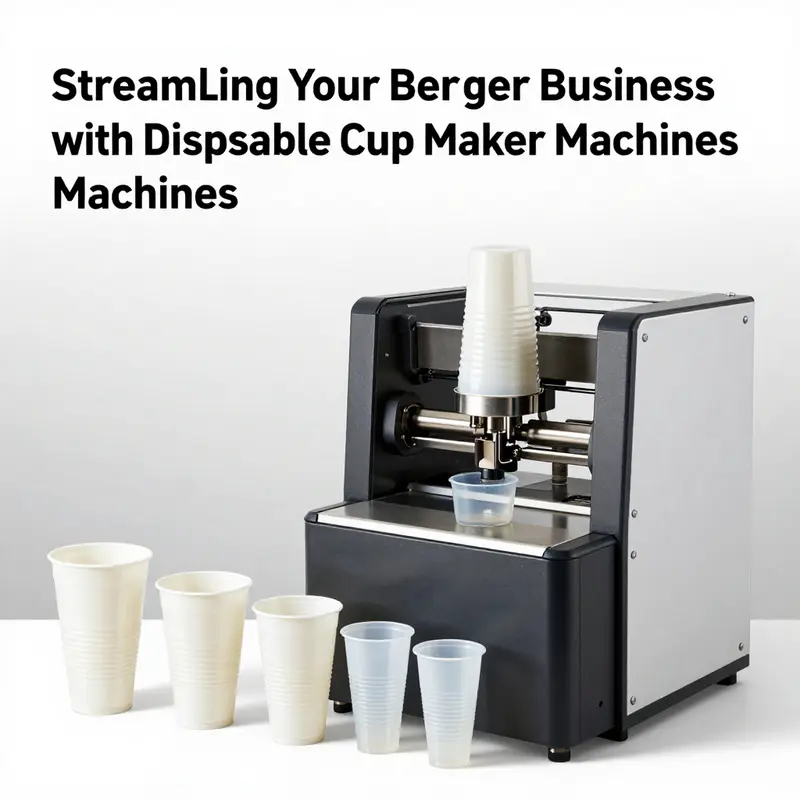 A modern plastic cup making machine operating at peak production speed.