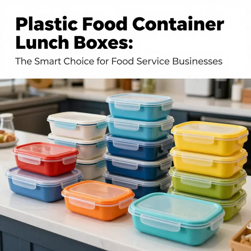 Various plastic food container lunch boxes showcasing their food-grade materials and safety certifications.