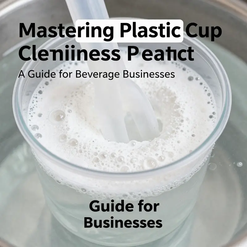 Staff effectively rinsing plastic cups immediately after use to remove residues.