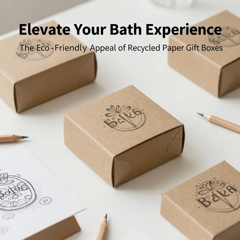 Recycled paper gift boxes enhance the presentation of bath beads while supporting sustainability.