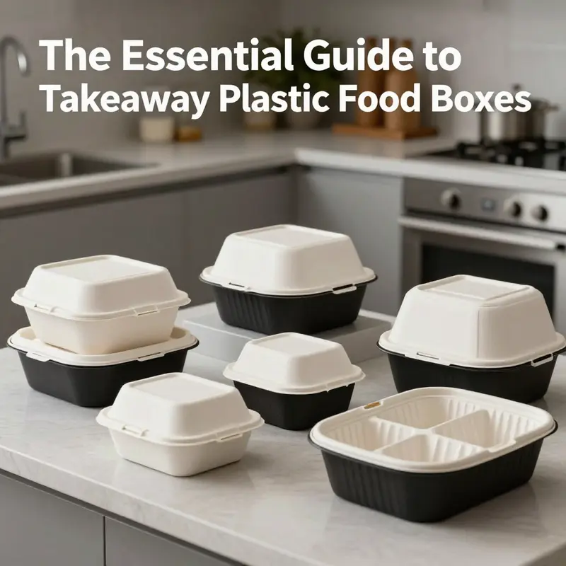 Diverse takeaway plastic food boxes highlighting material characteristics like polypropylene’s safety and durability.