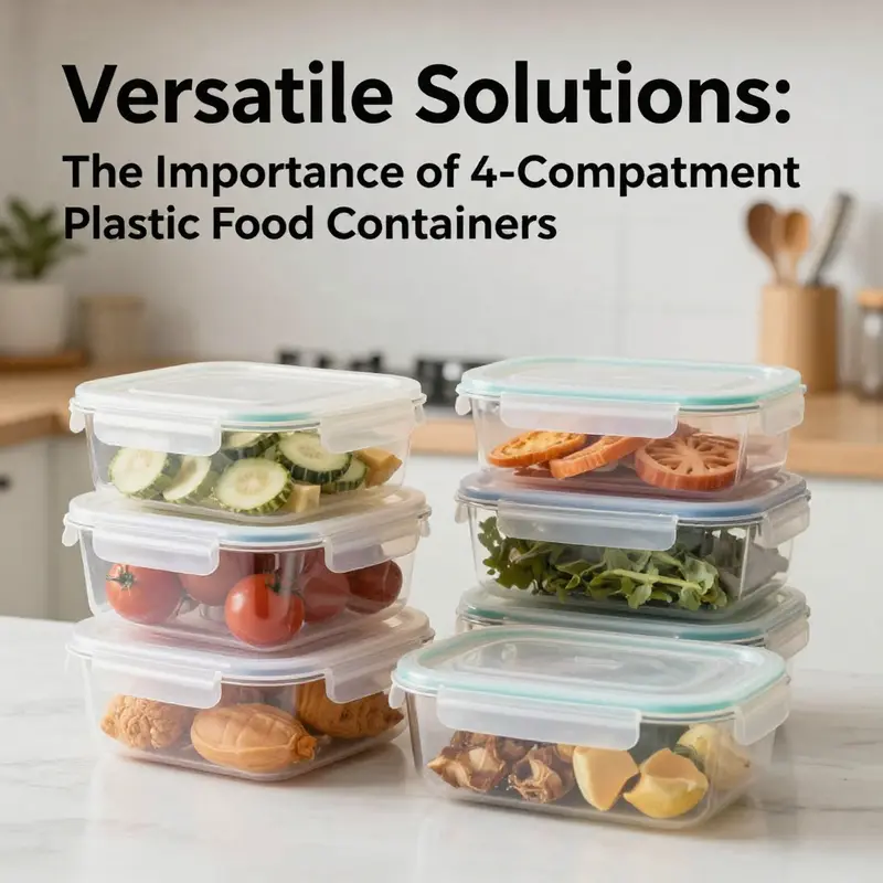 An array of colorful, designed 4-compartment containers highlighting their versatile material use.
