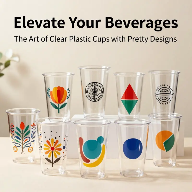 Different design techniques enhance the aesthetic appeal of clear plastic cups.