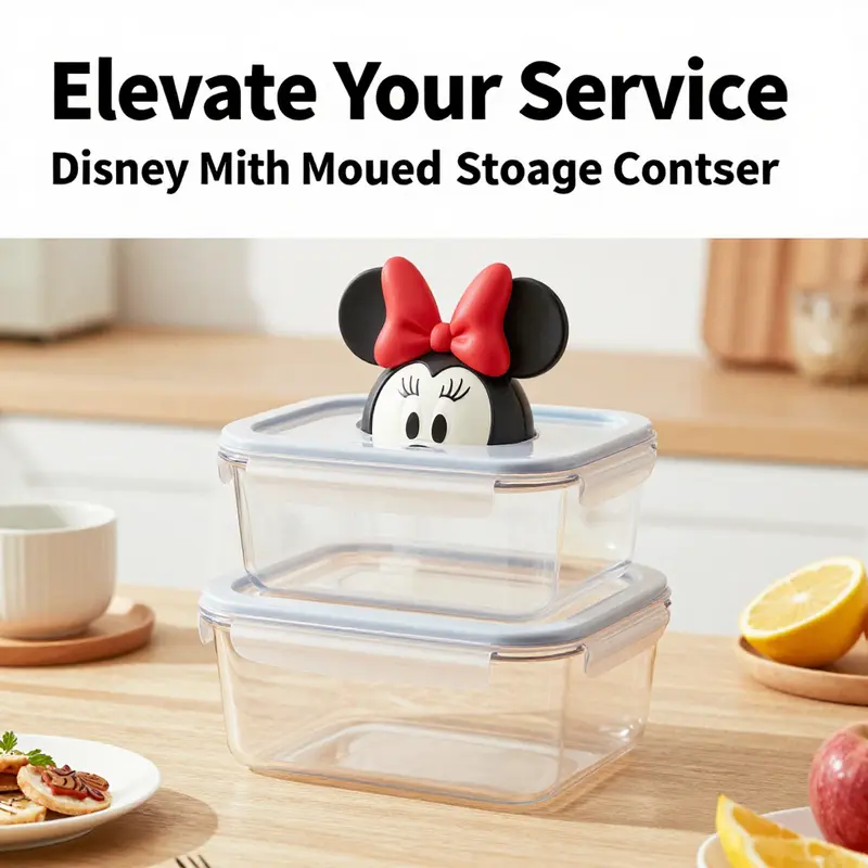 A vibrant kitchen scene featuring the Disney Minnie Mouse Snap Lock Plastic Food Storage Container, reflecting its fun and functional nature.