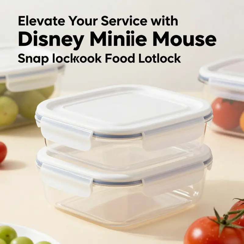 The charming design of the Disney Minnie Mouse Snap Lock Plastic Food Storage Container emphasizes both fun and functionality.