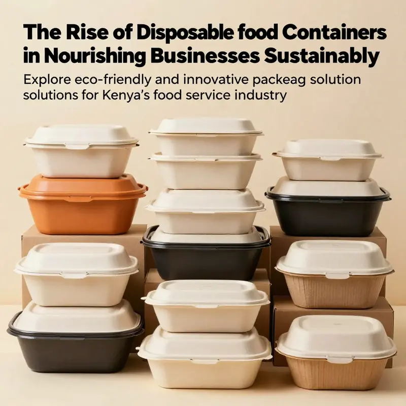 A beautifully arranged variety of disposable food containers, highlighting environmentally friendly choices and innovative designs.