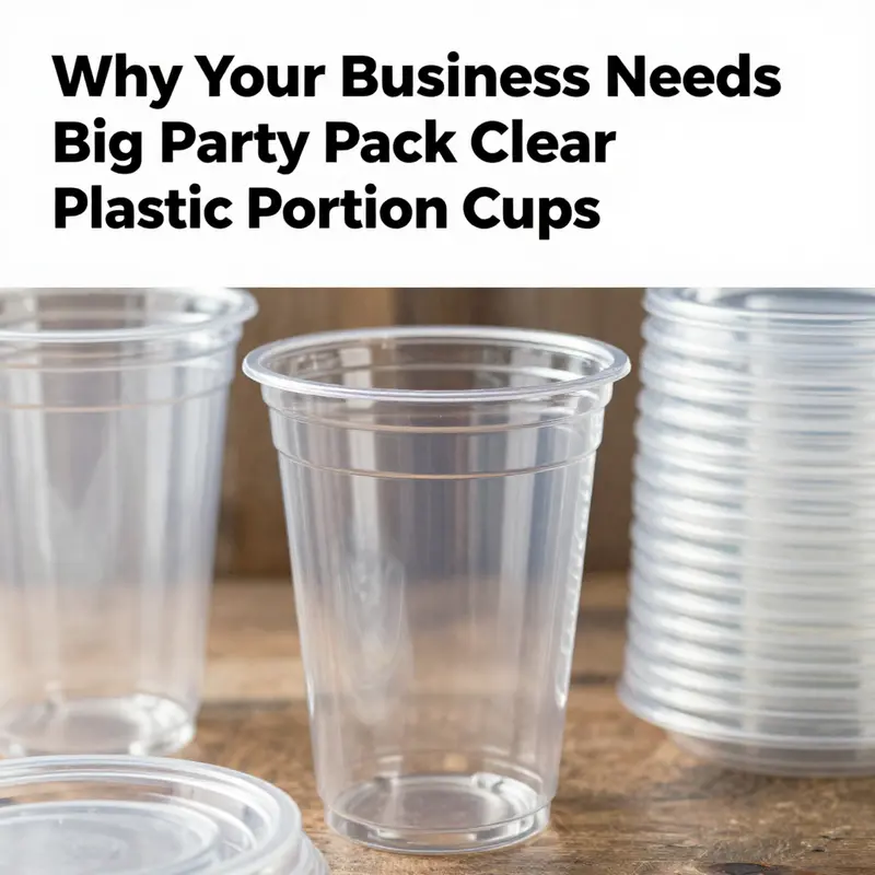 Display showcasing the versatility of clear plastic portion cups filled with various food items at a catered event.