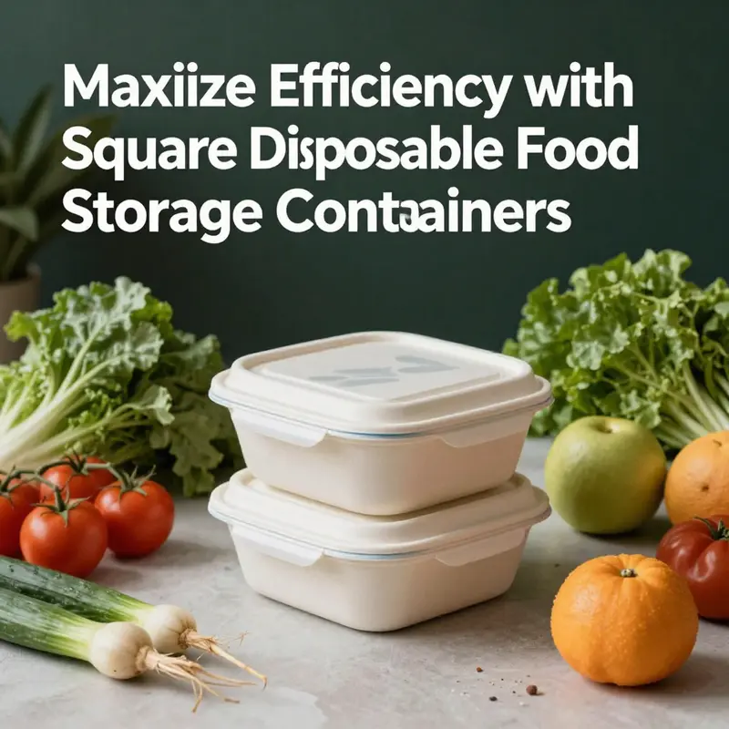Various square disposable food storage containers displaying diverse materials and practical features.