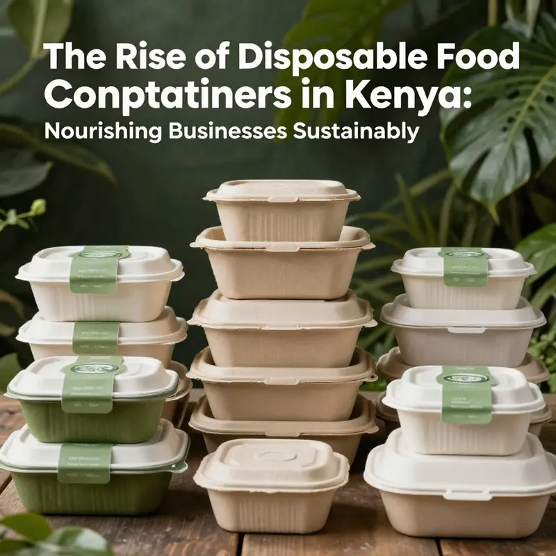 An assortment of biodegradable containers made from plant-based materials, promoting sustainability in food service.