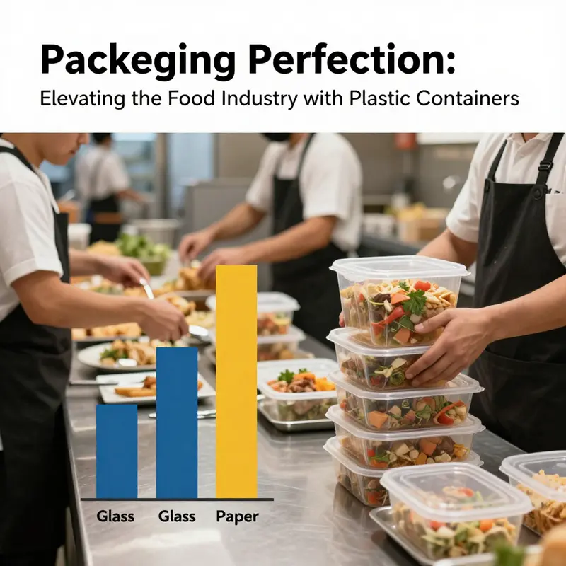Diverse plastic containers showcase the materials central to food industry packaging.