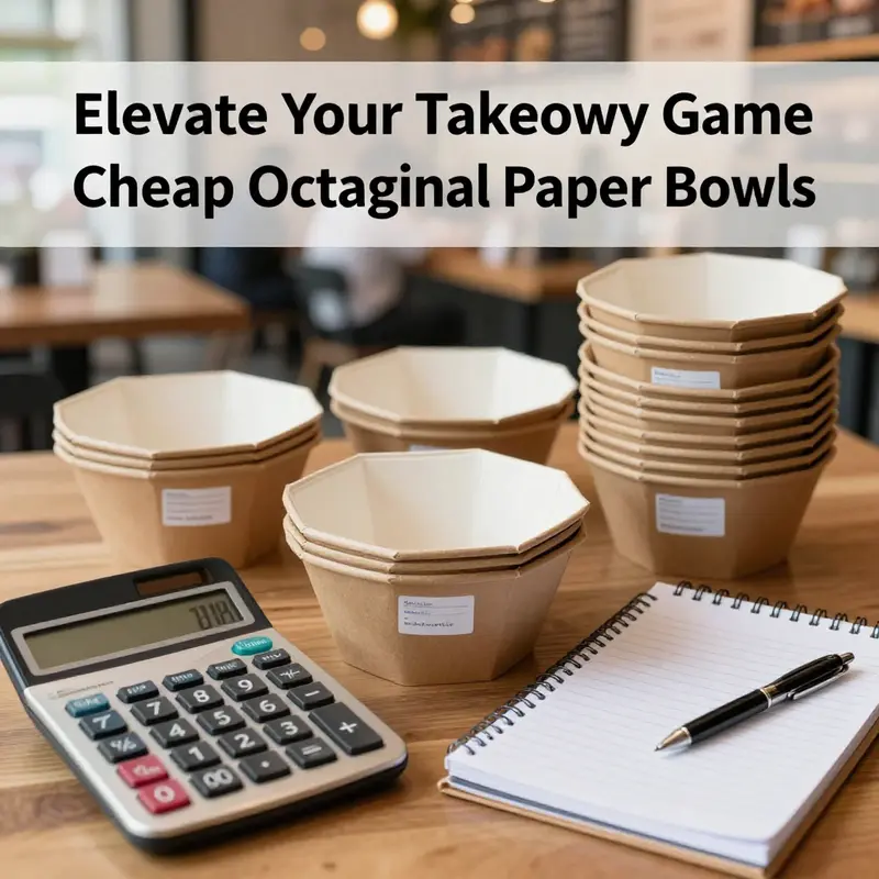 A vibrant selection of cheap octagonal paper bowls, ideal for various food types in takeout services.