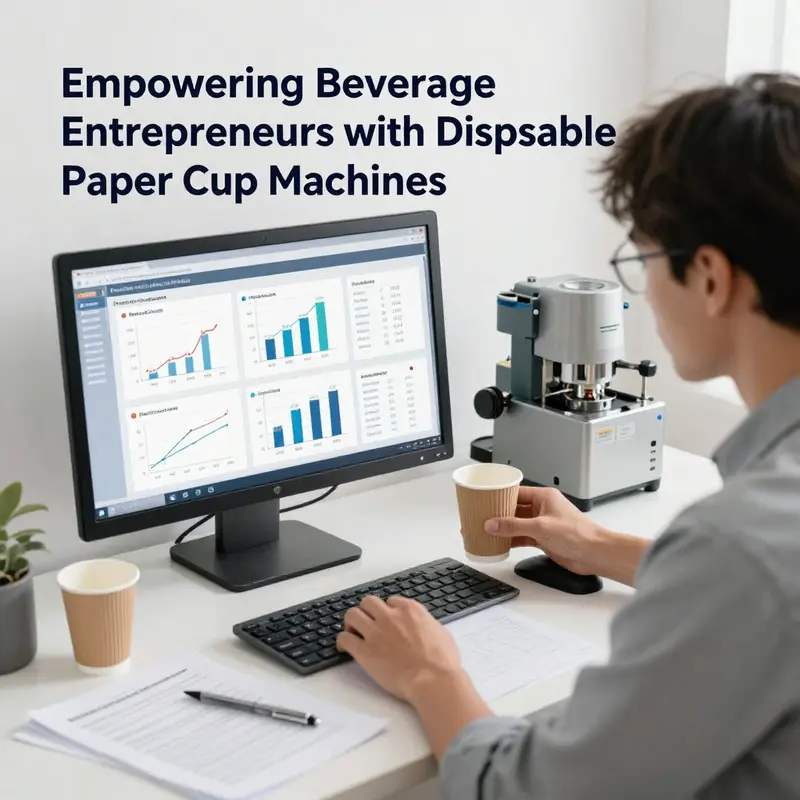 An automated disposable paper cup machine efficiently producing high-quality cups.